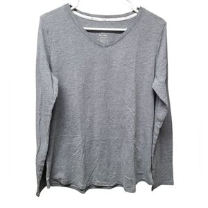Sonoma Womens Charcoal Long Sleeve V Neck Pajama Top M Long